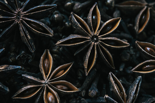 Christmas Spices, Star Anise on a Bed of Cloves