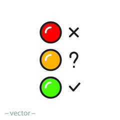 trafficlight icon, road semaphore, regulation stoplight, yes, no and wait  buttons, thin line web symbol on white background - editable stroke vector illustration eps 10