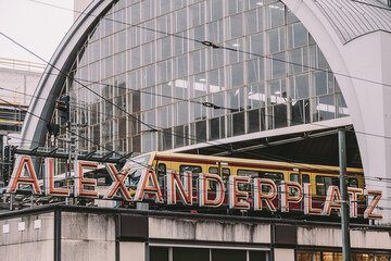 Yellow Train in Alexanderplatz Station