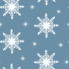 Fototapeta na wymiar Snowflakes seamless pattern design for winter and Christmas fabric, wrapping, textile, wallpaper, background.