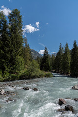 Valle d'Aosta. La Thuile. Dora river of Verney