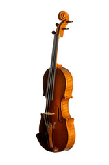 New violin fiddle three quarter view isolated on white background. © Eric Hood