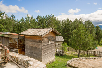 Wooden house  cottage with a beautiful forest and mountain views