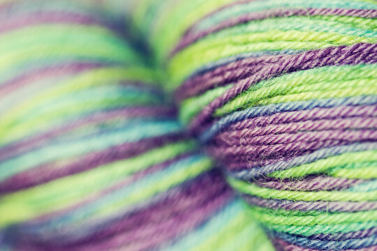 Macro of colorful yarn fiber
