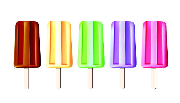 Vector illustration of a collection of popsicles. Image of a collection of sweets.