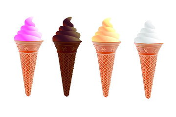 Vector illustration of isolated colored ice cream. Vector image of sweets.