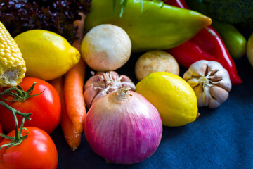 Raw organic vegetables close-up