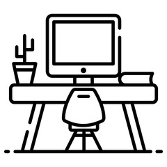 
Workspace icon design, employee workplace in modern style 
