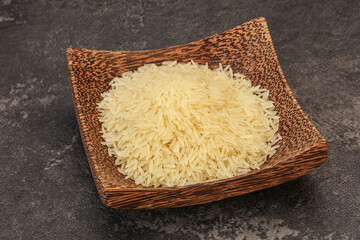 Raw basmati rice in the bowl