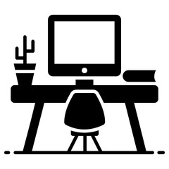 
Workspace icon design, employee workplace in modern style 

