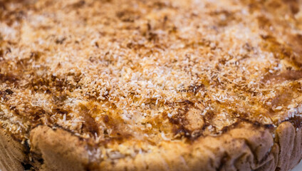 homemade cake with coconut flakes