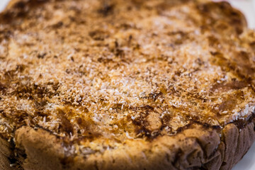 homemade cake with coconut flakes