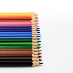 Color pencils on white background