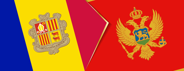 Andorra and Montenegro flags, two vector flags.