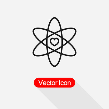 Atom And Heart Shape Icon Vector Illustration Eps10