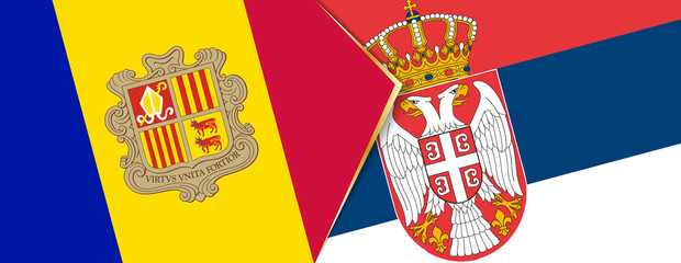 Andorra and Serbia flags, two vector flags.