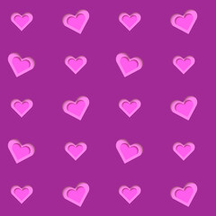 Vector seamless romantic pattern. Hearts on dark pink background. Perfect for wrapping paper or fabric.
