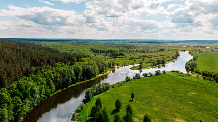 Fototapeta na wymiar Aerial view of beautiful natural landscape. Tambov, Russia