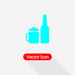 Beer Bottle With Beer Mug Icon, Beer Icon Vector Illustration Eps10