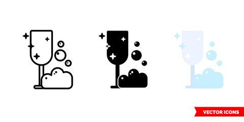 Wash glass icon of 3 types color, black and white, outline. Isolated vector sign symbol.