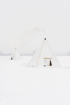 Ice fishing huts