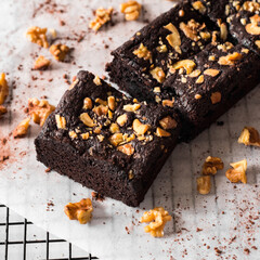 Freshly Baked Chocolate Brownies with cashew nuts