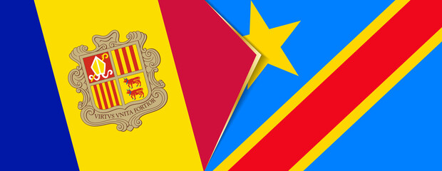 Andorra and DR Congo flags, two vector flags.