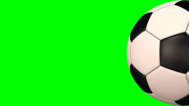 Soccer rotating ball 3D animation on green chroma key. Seamless loopable background.