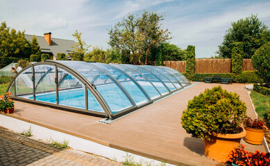 Exquisite pool with transparent coating.