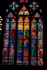 Obraz na płótnie Canvas Stained Glass Windows Of St. Vitus Cathedral. Prague
