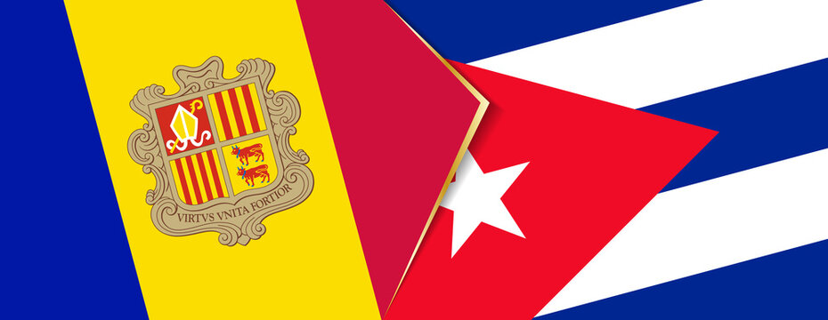 Andorra and Cuba flags, two vector flags.