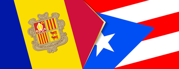 Andorra and Puerto Rico flags, two vector flags.