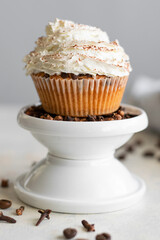Homemade muffins with coffee and cinnamon. Food still life