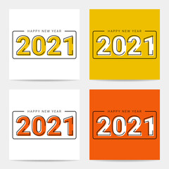 Happy New Year 2021 logo text design. Cover of business diary for 2021 with wishes. Brochure design template, card, banner.Trendy vector illustration for web and print. 