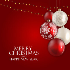 Holiday New Year and Merry Christmas Background. Vector Illustration