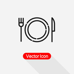 Dish WIth Fork And Knife Icon Vector Illustration Eps10 