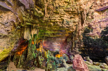 Iside of the cave of Grotte of Castellana. Stalagmites, stalactites, canyons and caves characterise this pathway long 3 km to more than 60 meters deep.