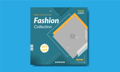Trendy and new summer fashion sale Instagram banner template design.