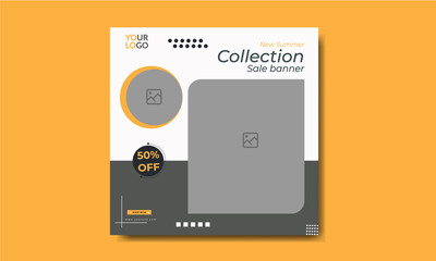 Trendy and new summer fashion sale Instagram banner template design.