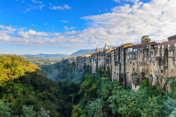 Sant'Agata de' Goti. The picturesque medieval town is perched on a sheer bluff high above a river gorge. 
