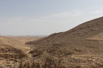 mountain landscape in the desert. Mamshit the Israel national reserve.