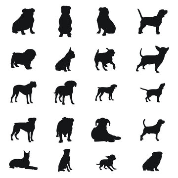 Dog silhouettes set 20 dog