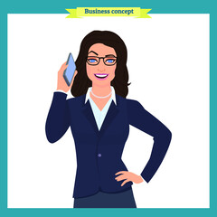 Businesswoman with phone character vector design. business and office concept business people consulting