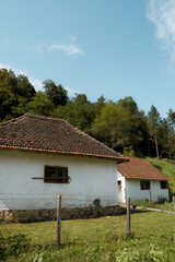 Fototapeta na wymiar Old typical traditional house with a beautiful forest and mountain views