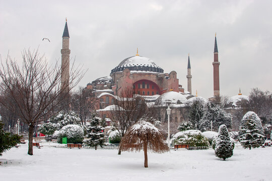 Hagia Sophia Museum at Snowy Winter