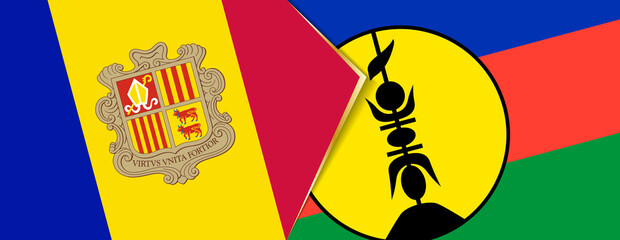 Andorra and New Caledonia flags, two vector flags.