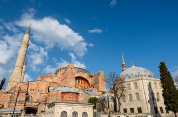 Fototapeta na wymiar Hagia Sofia museum in Istanbul, mosque and church in Sultan Ahmet