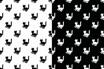 On the black half of the photo – white cats, on the white half of the photo-black cats.