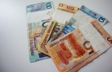 Belarusian national currency. Belorussian rubles. Money of Belarus.