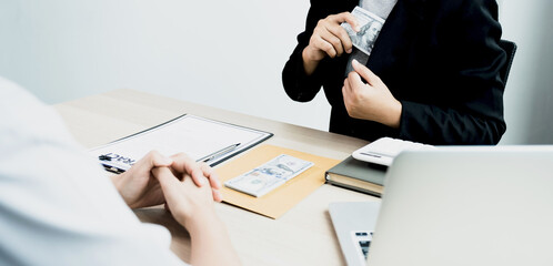 Government officials receiving bribe money from business man the concept of corruption and anti bribery